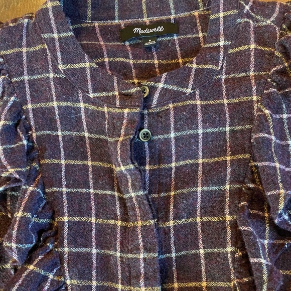 MADEWELL Purple Metallic Flannel Ruffle Blouse - Picture 3 of 7